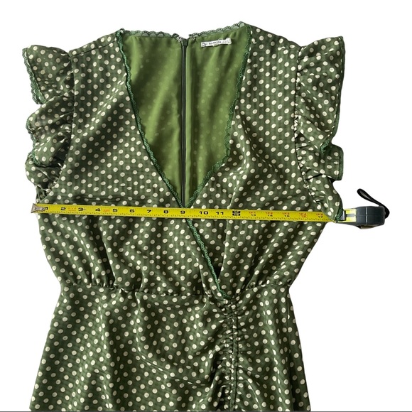Tularosa Huntington Polka Dot V-Neck Mini Dress Flutter Sleeve Mint Green Size M - Picture 10 of 10